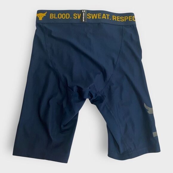 Under Armour UA Mens Project Rock Navy Compression Shorts size Medium NWT - Picture 6 of 9